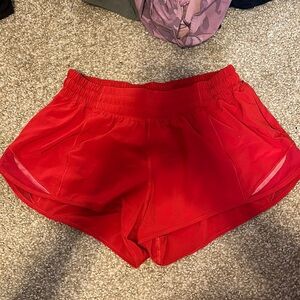 Red Lululemon Hotty Hot shorts